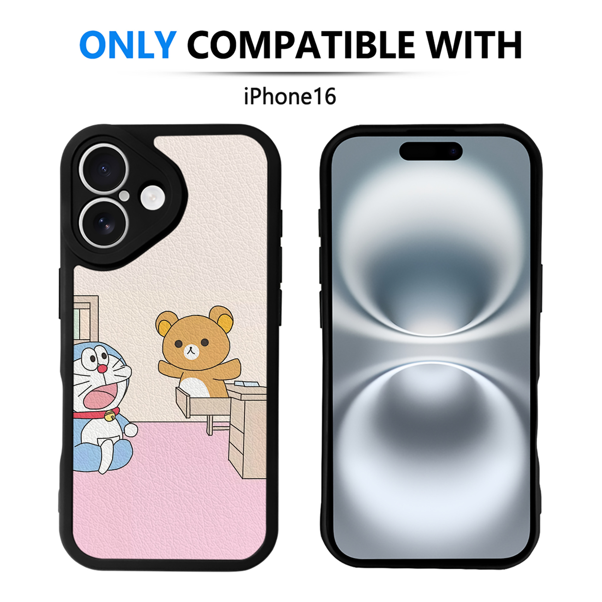 （画像用） ドラえもん Doraemon 【iPhone 16シリーズ対応】シリコンスマホケース（レザー調） 材質：シリコン
